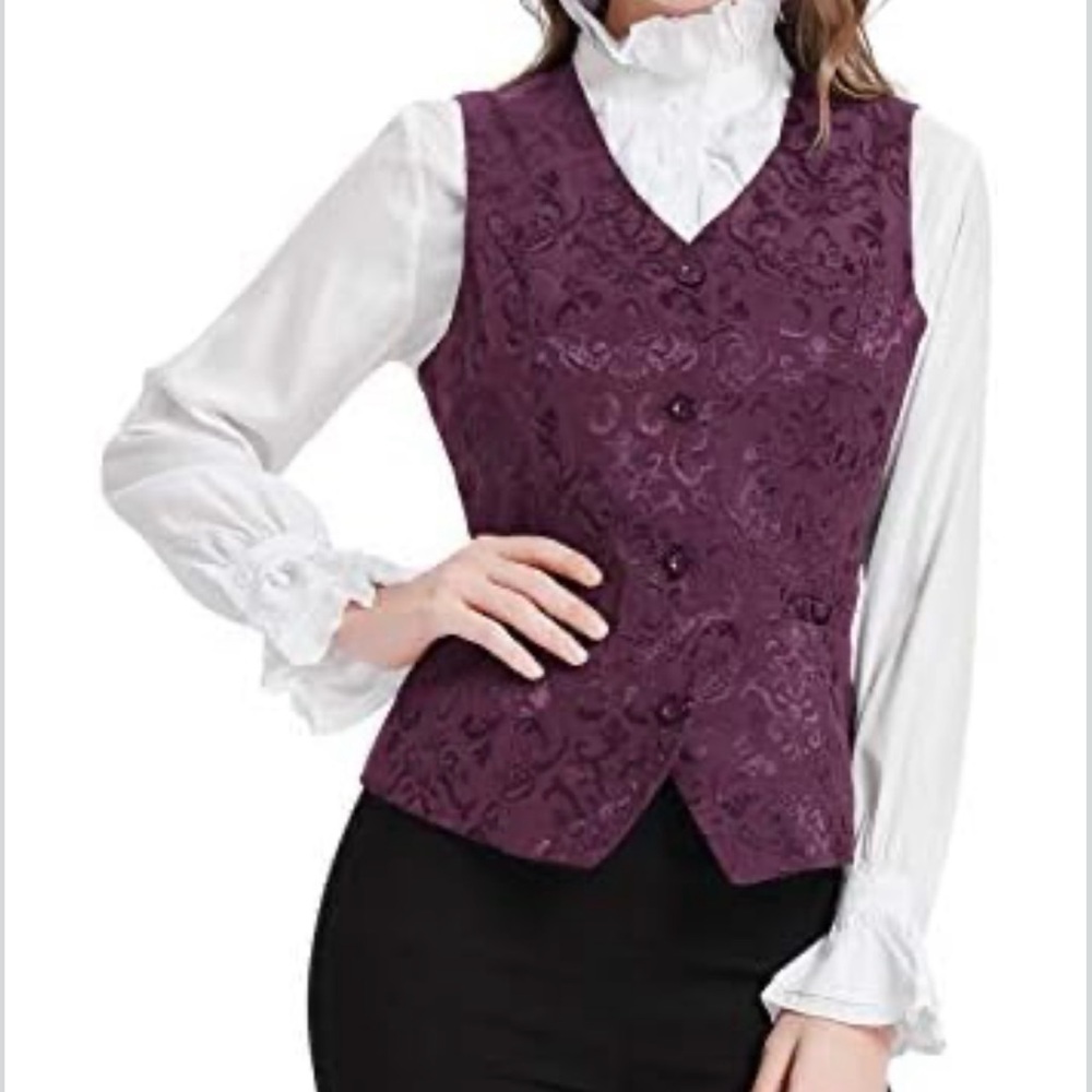 Grace Karin Purple Brocade Vest